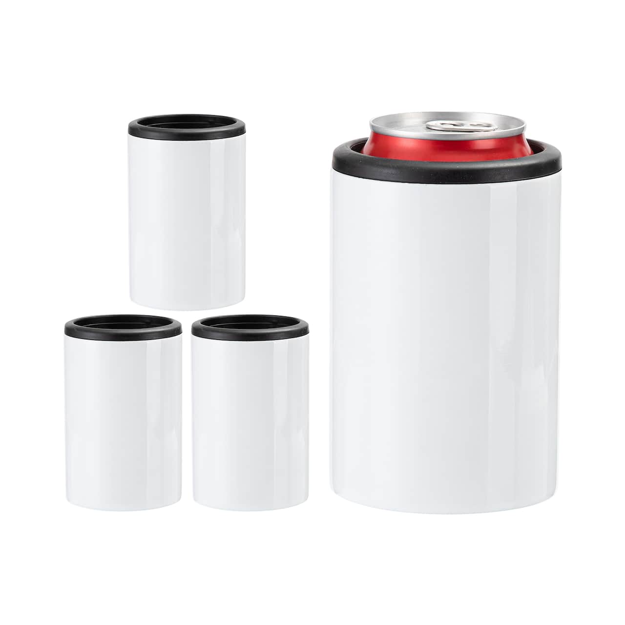 Craft Express 12oz. White Stainless Steel Can Cooler, 4ct.